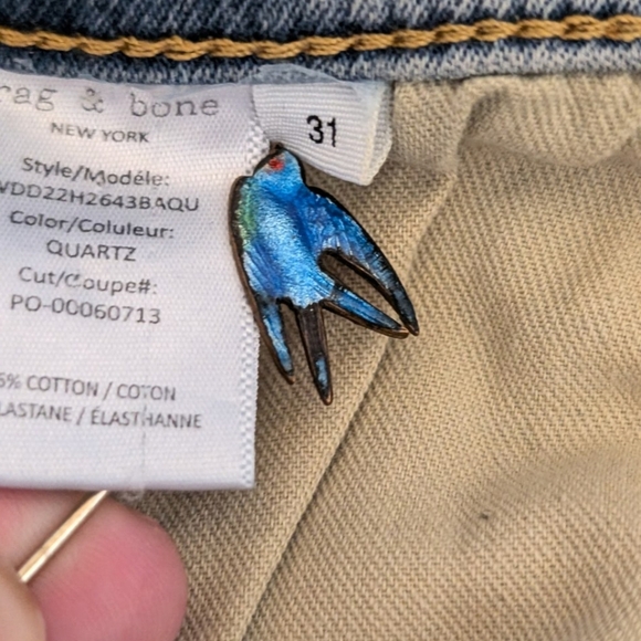 Rag & Bone Dre Low-Rise Slim Boyfriend Jeans, Size 31, "Quartz" Wash - Picture 6 of 11